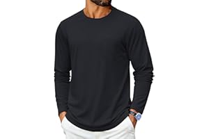 Cotrasen Men's Long Sleeve Shirts Cotton Crew Neck Pocket T Shirts Moisture Wicking Soft Comfort Casual Tee Shirts