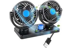 KINOWJI Car Fan USB Fan,Dual Head Electric Car Fans 360 Degree Rotatable Car Cooling Air Fan Car Fans That Blow Cold Air for Sedan SUV/RV/Boat/Auto Vehicles