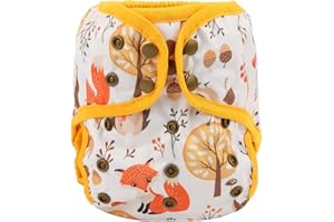HIBABY One Size Cloth Diaper Cover Snap with Double Gusset (Fox Forest)