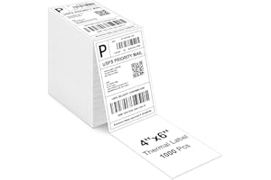 Razuvo 4x6 Thermal Labels - Waterproof Shipping Stickers for Thermal Printers, All-Purpose Label Stickers, White, 1000/Pack (1-Pack)
