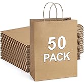 BagDream Gift Bags 10x5x13 50Pcs Brown Kraft Paper Gift Bags with Handles Bulk for Shopping, Merchandise, Retail, Grocery, Party Favor, Recycled Paper Sacks