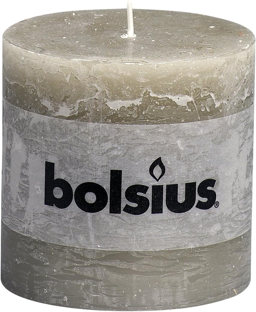 RUSTIC 103867500321 Pillar Candle, Paraffin Wax, Slate Grey