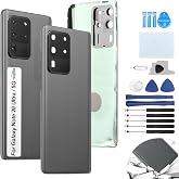 YWLRONG for Samsung Galaxy S20 Ultra 5G Back Glass Replacement Rear Glass G988 Battery Cover Housing Door Accessories Parts with Repair Tools(Grey)