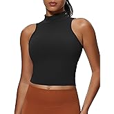 Aoxjox Women's High Neck Sleeveless Vests Kim Cutout Tank Tops Gym Workout T Shirt Top