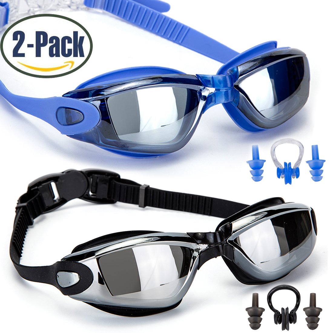 GAOGE Swim Goggles, Swimming Goggles,Pack of 2, Swim Goggles for Adult