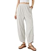 Xiaoxuemeng Womens Baggy Wide Leg Pants Casual Elastic Waisted Palazzo Harem Pants with Pockets