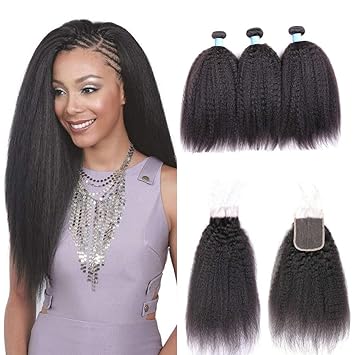 Bly Mongolian Kinky Straight Virgin Human Hair 3 Bundles Weft With