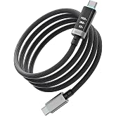 CUKTECH 240W USB-C to USB-C Cable, OLED Display, 6.6ft Fast Charging | Real-Time Wattage, Voltage, and Current, Up to 6A, 480Mbps Data, 48-Strand Braided Design for Laptops, Phones, and Tablets