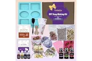 TinMeZor Soap Making Kit for Adults - DIY Natural Soap Supplies Glycerin & Shea Butter Soap Base with Soap Molds, Dried Flowe