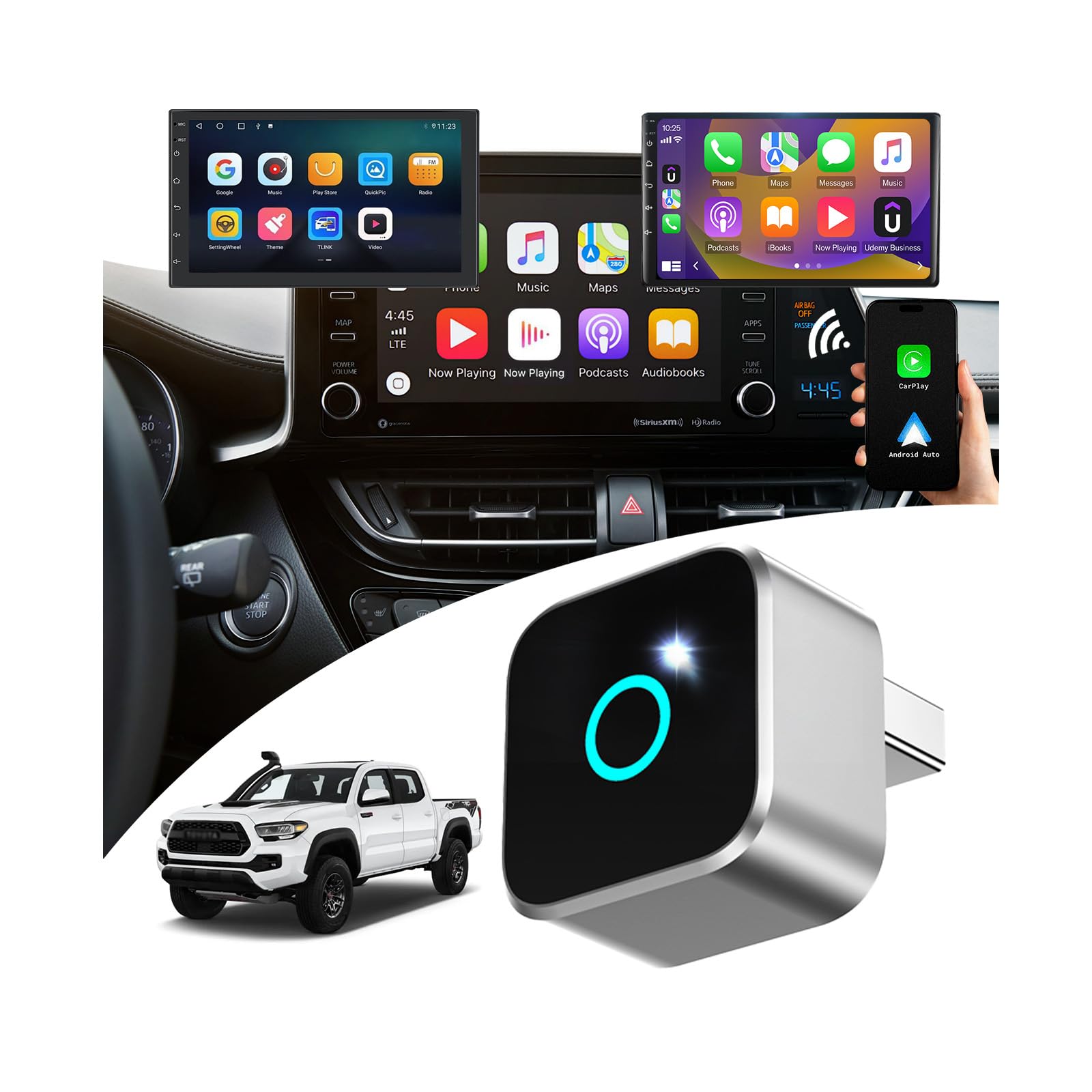 Photo 1 of ?Compatible with Wired Model: 2020-2024 Toyota Tacoma?2-in-1 Wireless CarPlay & Android Auto Adapter?Designed for Toyota Entune 3.0 Infotainment System?Wired to Wireless,Small & discreet?0.8in 0.32oz?