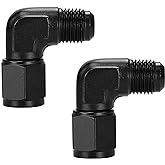 Ucreative 90 Degree Swivel 6AN Female to AN6 Male Flare Fitting Adapter Aluminum Black 2PCS