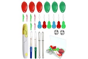 Keepsweat 25 Pcs Needle Threaders Kit,Needle Threaders for Hand Sewing,Include Fish Mouth Easy Threader/Gourd Shaped Sewing Needle Threader Tool/Seam Rippers/Sewing Tweezers/Thimble/Scissor etc