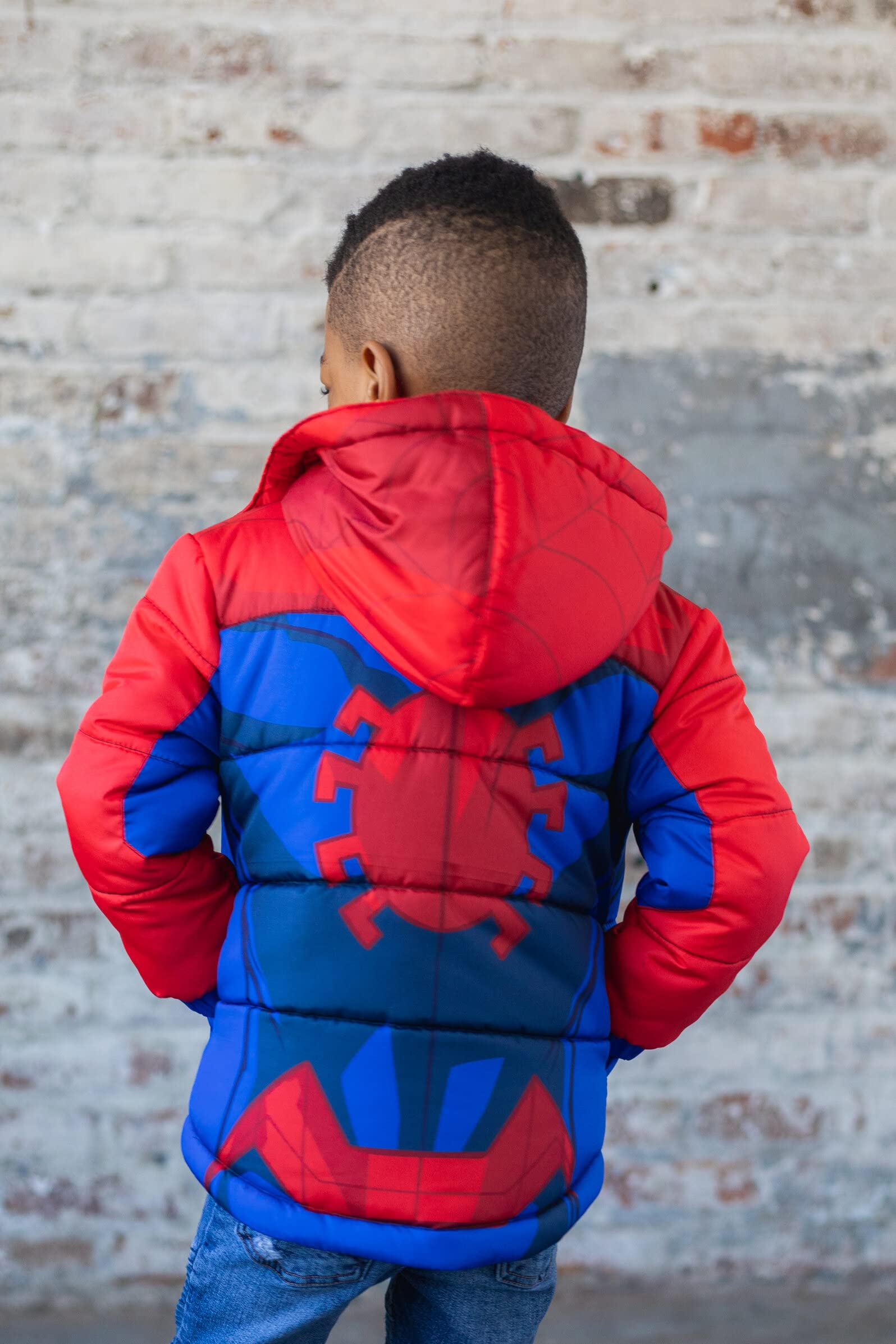 Marvel Zip Up Cosplay Puffer Jacket Toddler to Big Kid Sizes (2T - 14-16)