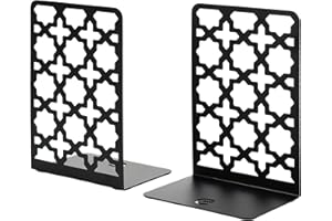 CNK Book Ends Bookends for Decorative Books Holder Bookend Shelves End Hold Heavy Duty Holders Stoppers Metal Stopper Cute Boho Bookshelf Holds Cookbook Office Home Set of 2 Bookends Pair Black