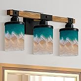 3-Light Bathroom Light Fixtures Aerial View White Sand Beach Coastline Swirling Waves Teal Blue Ocean Bathroom Vanity Light w