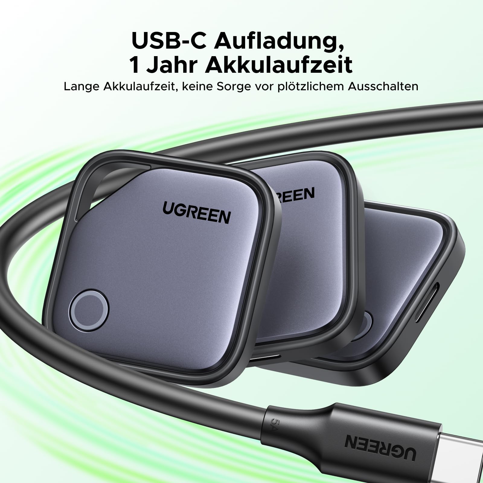UGREEN FineTrack G 4er Pack mit USB C Aufladung, Bluetooth Tracker kompatibel mit Google Find Hub (nur Android), Schlüsselfinder für Gepäck/Koffer, Smarttag kompatibel mit Pixel 10/Galaxy S25 usw. 3