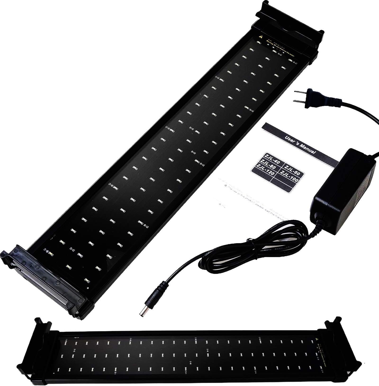 JCGT Aquarium Light, Fish Tank Light with Extendable Brackets, White and Blue LEDs.