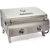 Cuisinart Chef's Style Portable Propane Tabletop Gas Grill, CGG-306P | Two-zone cooking with twin 10,000 BTU burners, 275 sq. in., stainless steel, portable camping grill, BBQ grill