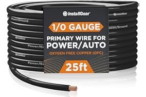 InstallGear 1/0 Gauge AWG OFC Pure Copper Power Ground Wire - 25ft Black, True Spec Welding Wire, Battery Cable, Automotive, Car Audio, Amp Wiring