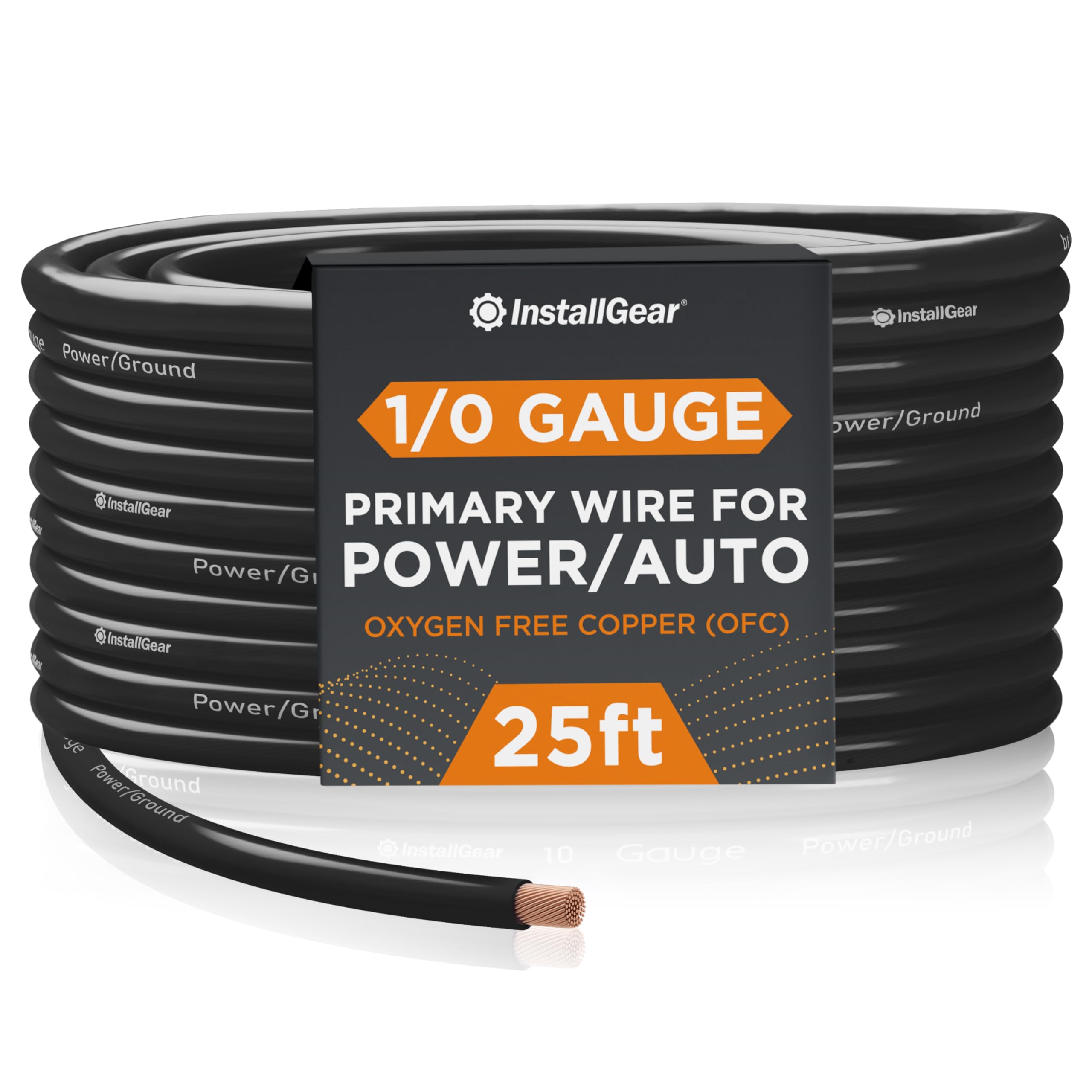 View 1 of ***PICTURE SHOWS 25 but is 50**InstallGear 1/0 Gauge AWG OFC Pure Copper Power Ground Wire - 25ft Black, True Spec Welding Wire, Battery Cable, Automotive, Car Audio, Amp Wiring
