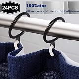 Hoiny Curtain Rings 24pcs Black Metal Rings with 24pcs White Hooks 30 mm view 3