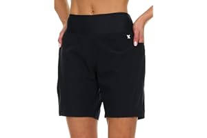 Hurley 5"/7" High Waisted Swim Shorts Women, Board Shorts with Pockets & Inner Liner, Quick Dry Swim Trunk, UPF 50+