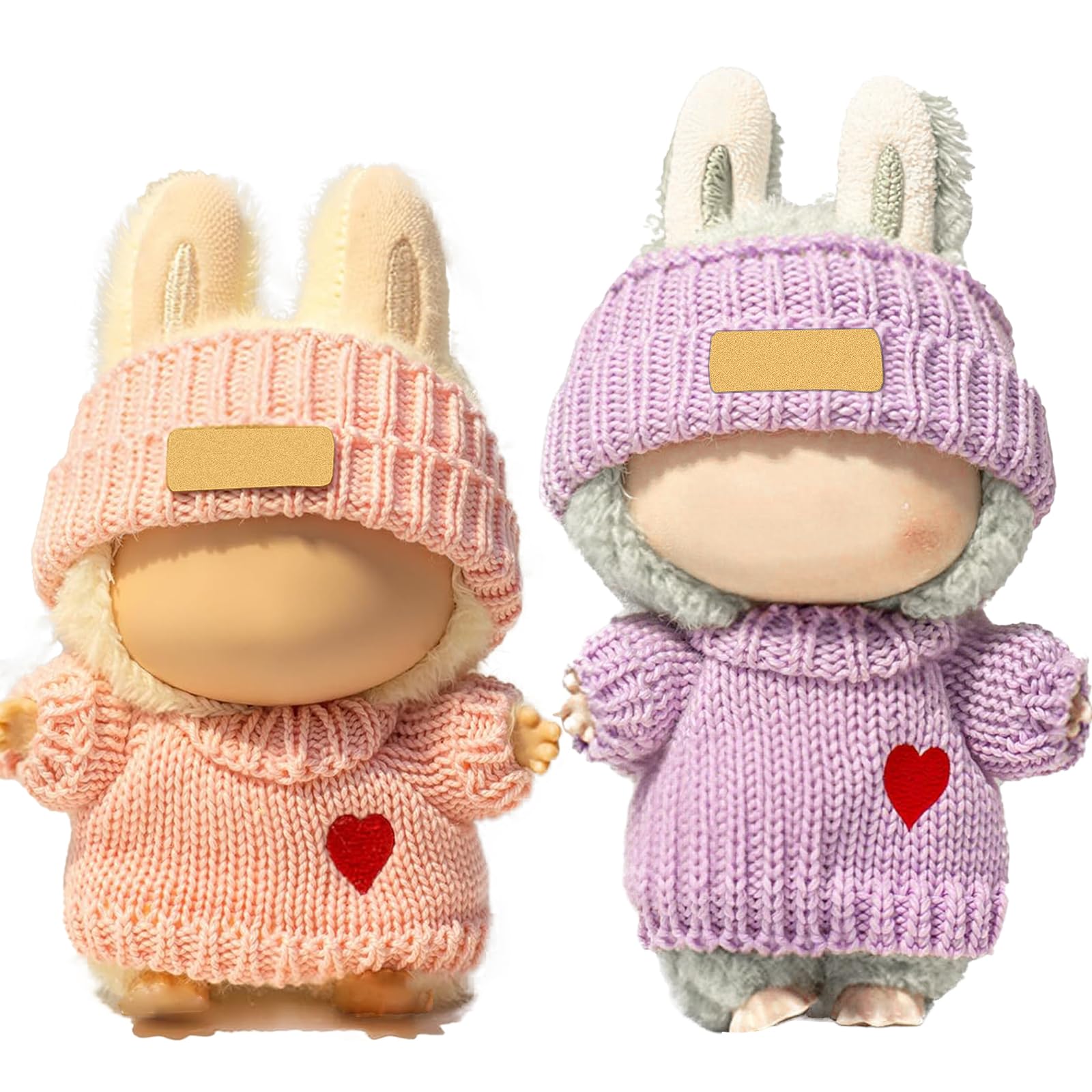 Photo 1 of SHUOXUKE 2 Sets for Clothes 17cm/15cm Outfits (4 Pieces) Accessories Handcrafted Crochet Doll Clothes for Fashion Designer Ropa Collection with Hats & Sweater Pink & Purple