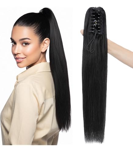 Amazon.com : prokyvity Human Hair Claw Clip Ponytail, Claw  display picture 1