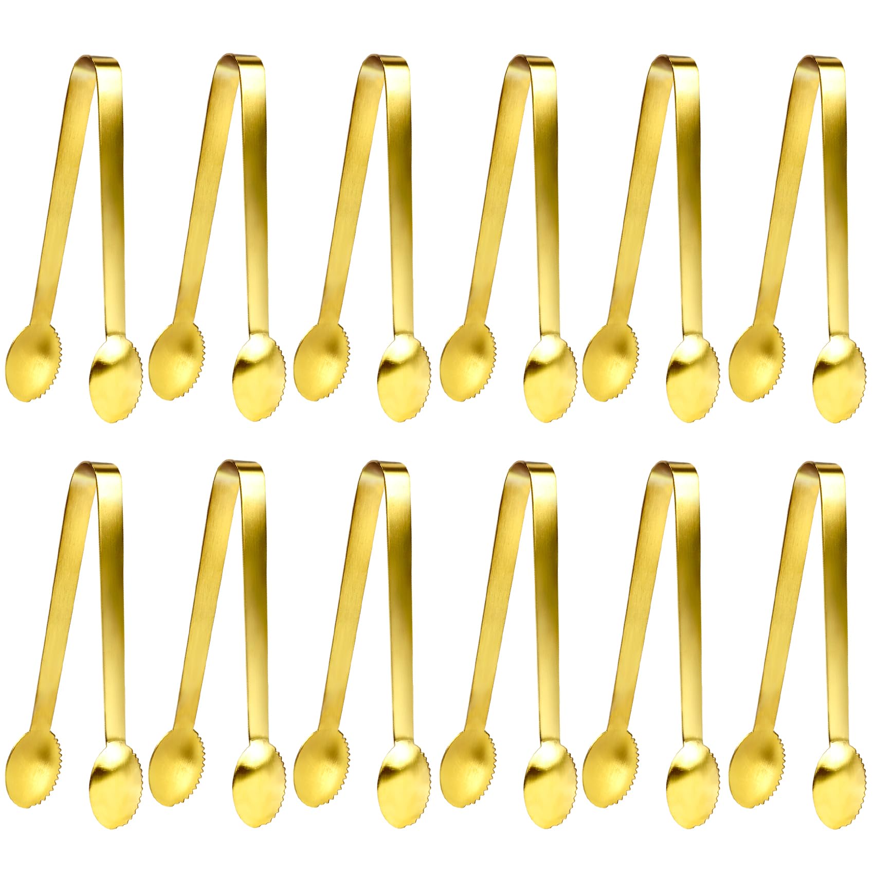 Photo 1 of *9 pcs partial set * JCREN 12 Pcs Gold Tongs - Stainless Steel Serving Tongs for Food, Appetizers, Desserts - 4.9inch