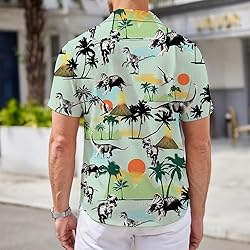 Coconut Tree Dinosaur Mens Funny Hawaiian Shirts 3D