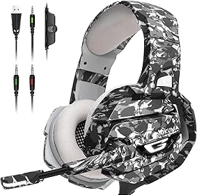 ONIKUMA Cascos Gaming, Cascos Ps4 con Microfono Reducción de Ruido Sonido 7.1 Surround + Aislamiento Auriculares Gaming para PS4 Xbox One Nintendo Switch 