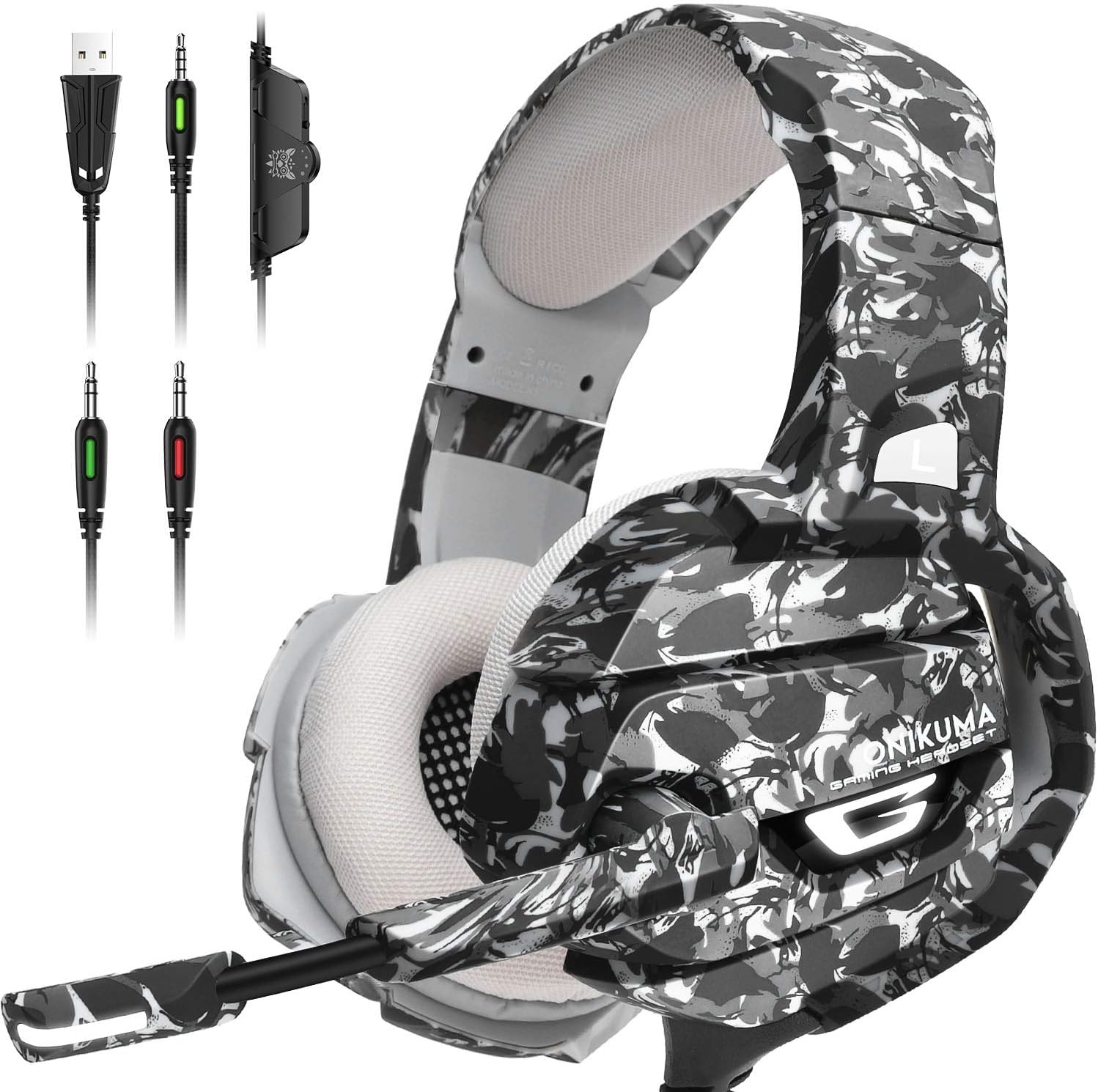 ONIKUMA Gaming Headset for Xbox One/PS4/PS5/PC/Mic Headphones,Gaming headphones with microphone for computer ps4 headset with mic，for xbox headset with microphone，noise cancelling headphones with mic.