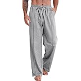 Auxo Mens Sweatpants Open Bottom Cotton Yoga Sweat Pants Lightweight Casual Running Athletic Lounge Pants with Pockets