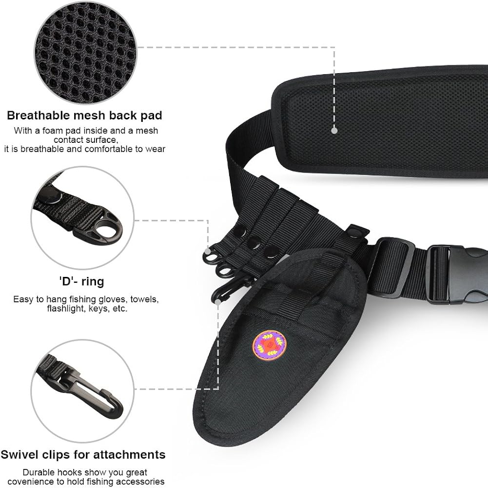WATERFLY Fishing Wading Belt, Adjustable Wader Belt Fishing Waist Belt with D-rings hooks for Fishing Waders for Men: Clothing