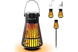 Tesoorda Outdoor Bluetooth Flame Speaker, LED Flickering Flame Effect Speaker with Torch Light, Portable Waterproof Wireless Speaker with Wall Mounted Hook&S Hook&Stake for Camping, Deck, Patio