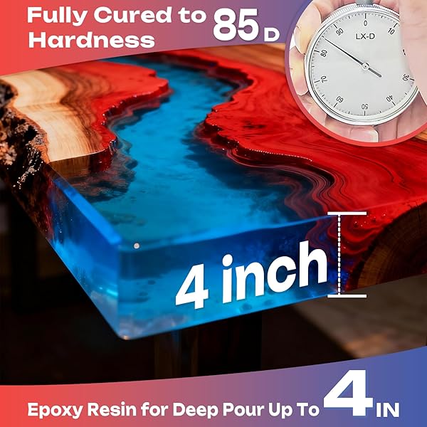 EPOXY RESIN DEEP POUR EPOXY RESIN 54OZ, 2-4 INCH 2:1 DEEP POUR RESIN EPOXY CLEAR KIT BUBBLE FREE CRYSTAL CLEAR FOR RIVER TABLE, ART CRAFTS, FLOWERS, WOOD, DIY
