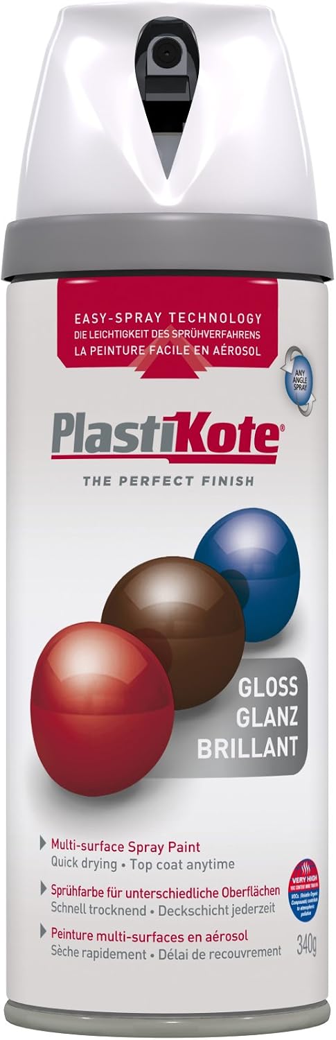 Plasti-kote 21102 400ml Premium Spray Paint Gloss - White, Gloss White, 66.67 g (Pack of 6)