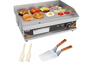 DULNICE 22" Commercial Electric Griddle,1500W Electric Griddle Flat Top Grill with Thermostatic Control,Stainless Steel Heavy