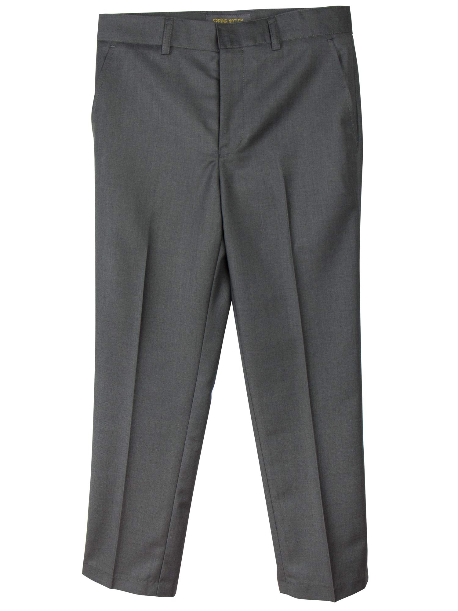 Spring Notion Boys' Flat Front Dress Pants 6 Charcoal