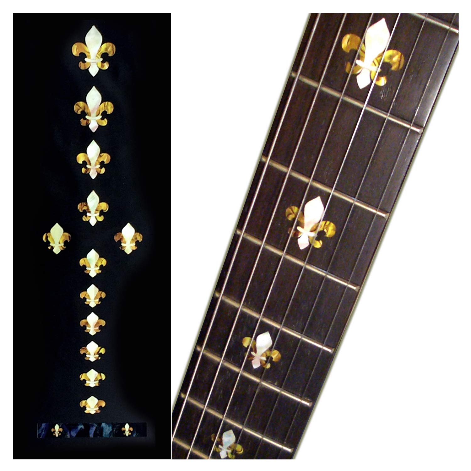 Inlaystickers Fret Markers for Guitars & Bass - Fleur de Lys - White Pearl, F-028FD-WT