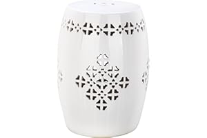 SAFAVIEH Home Collection Quatrefoil Antique White Ceramic Decorative Indoor/ Outdoor Garden Stool (Fully Assembled)