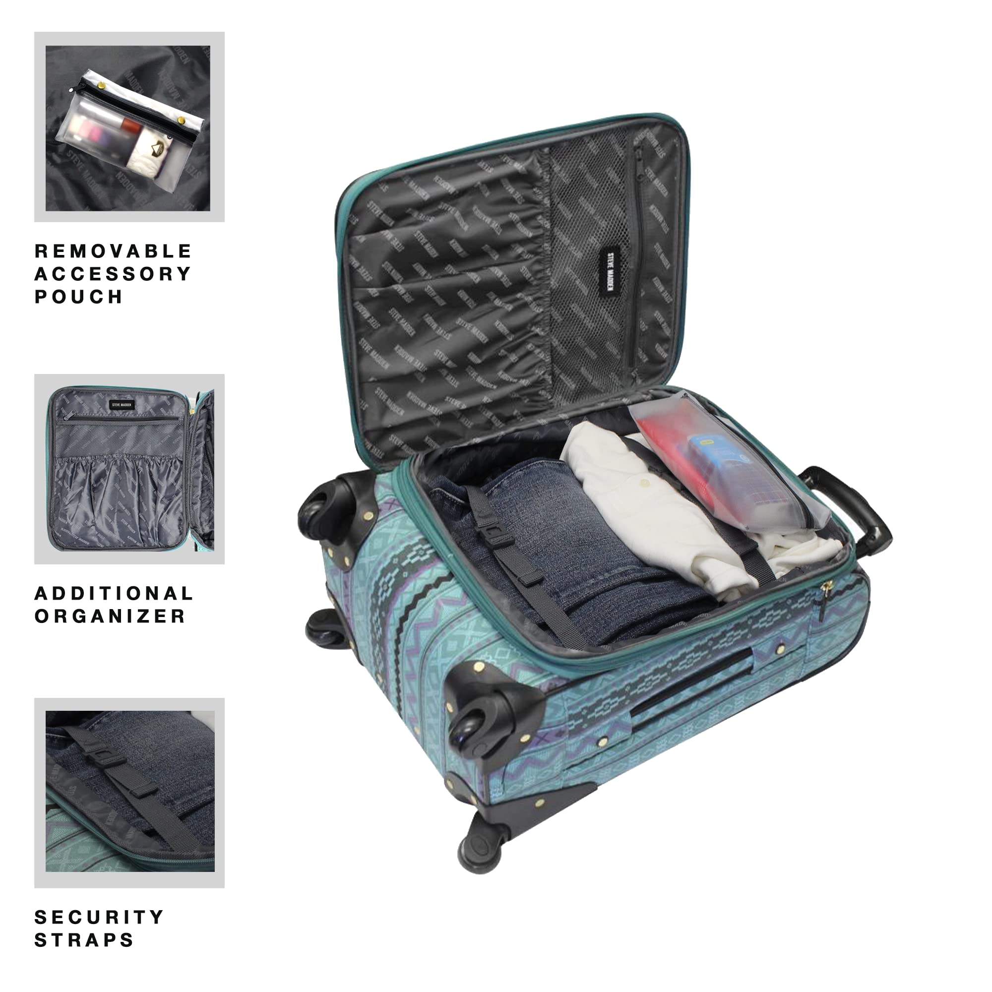 Steve Madden Unisex-Adult (Luggage only) Spinner, Legends Turquoise, One Size
