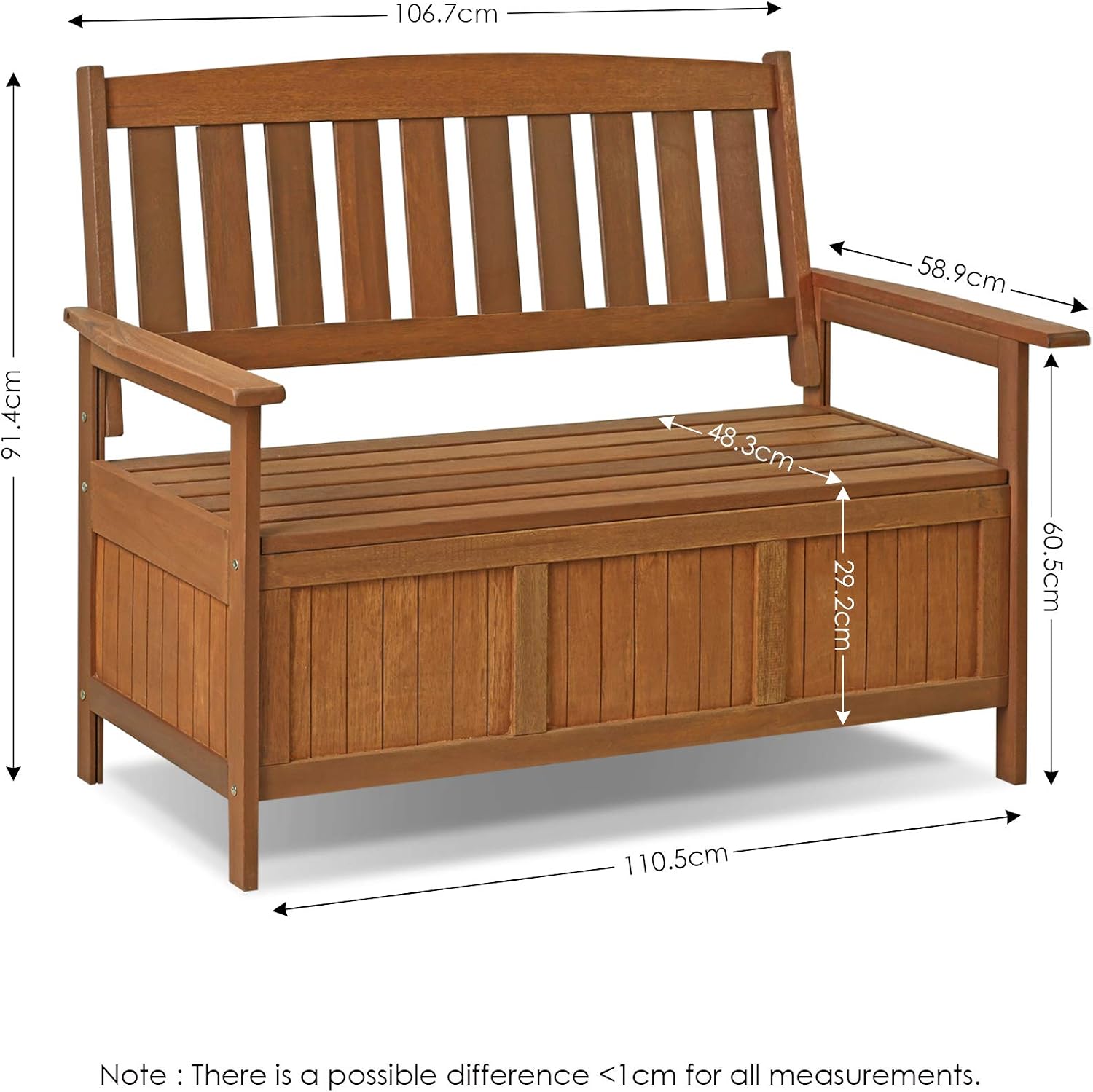 Furinno Tioman Outdoor Hardwood Deck Box, Natural - Image 3
