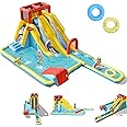 BOUNTECH Inflatable Water Slide, Dual Surfing Slides Kids Water Park Jump Bouncy Castle w/2 Swimming Rings, Large Splash Pool, Backyard Outdoor Blow up Water Slides Inflatables for Big Kids