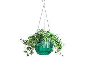 Melphoe 1 Pack Self Watering Hanging Planters Indoor Flower Pots, 8.3 Inch Outdoor Hanging Plant Pot Basket, Plant Hanger with 3Hooks Drainage Holes for Garden Home