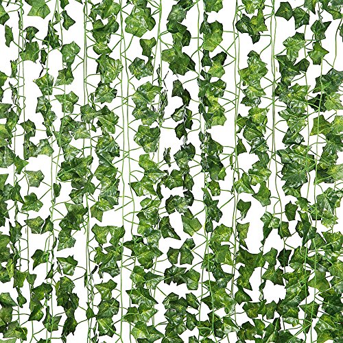 12 Pcs of 82 inch Artificial Plant Fake Hanging Vine Ivy Leaves Greenery Garland for Wedding Backdrop, Jungle Decorations, Safari Party Supplies, Farmhouse Wreath