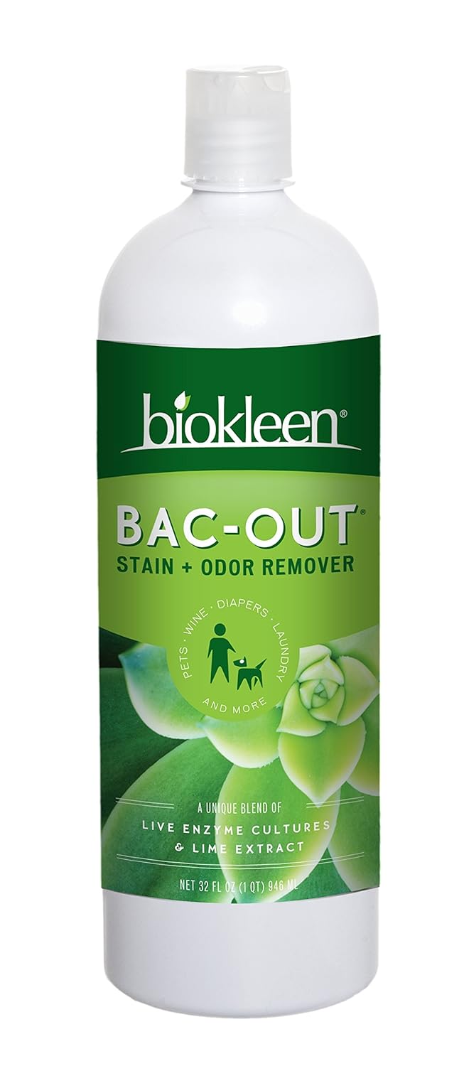 Biokleen Bac-Out Stain+Odor Remover, Destroys Stains & Odors Safely, for Pet Urine, Laundry, Diapers, Wine, Carpets, More, Eco-Friendly, Non-Toxic, Plant-Based, 32 Ounces