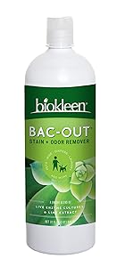 Biokleen Bac-Out Stain+Odor Remover, Destroys Stains & Odors Safely, for Pet Urine, Laundry, Diapers, Wine, Carpets, More, Eco-Friendly, Non-Toxic, Plant-Based, 32 Ounces