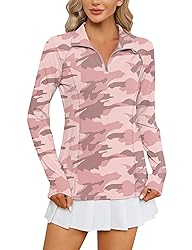 LOMON Womens Workout Tops Long Sleeve 1/4 Zip Uv