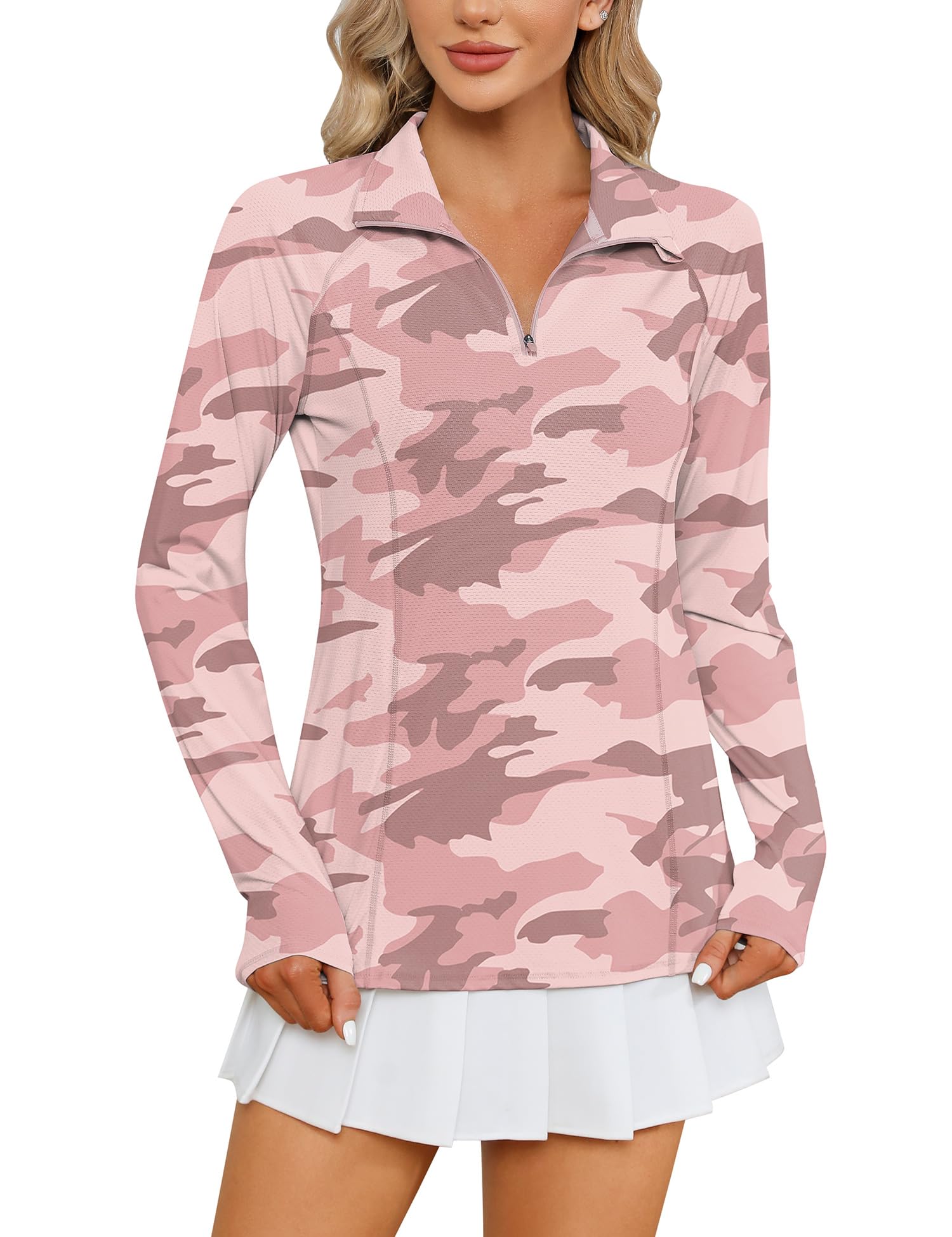 LOMON Womens Workout Tops Long Sleeve 1/4 Zip Uv